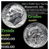 1996-w Roosevelt Dime RARE! Near Top Pop! 10c Grad
