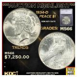 ***Major Highlight*** 1934-d Peace Dollar $1 ms66