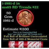 BU Shotgun Lincoln 1c roll, 1981-d 50 pcs Dunbar W
