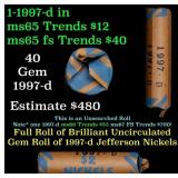 BU Shotgun Jefferson 5c roll, 1997-d 40 pcs Bank $