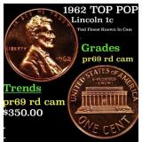 1962 Proof Lincoln Cent TOP POP! 1c Graded pr69 rd