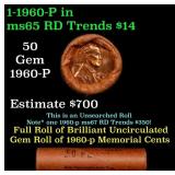 BU Shotgun Lincoln 1c roll, 1960-p 50 pcs Bank Wra