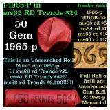 BU Shotgun Lincoln 1c roll, 1965-p 50 pcs Bank Wra