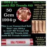 BU Shotgun Lincoln 1c roll, 1994-p 50 pcs Bank Wra
