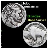 Hobo Buffalo Nickel 5c Grades Hand Carved