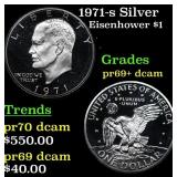 1971-s Silver Proof Eisenhower Dollar $1 Grades GE