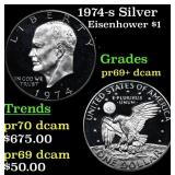 1974-s Silver Proof Eisenhower Dollar $1 Grades GE