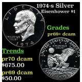 1974-s Silver Proof Eisenhower Dollar $1 Grades GE