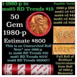 BU Shotgun Lincoln 1c roll, 1980-p 50 pcs Dunbar W