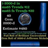 BU Shotgun Jefferson 5c roll, 2000-d 40 pcs Bank $