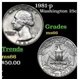 1981-p Washington Quarter 25c Grades GEM+ Unc