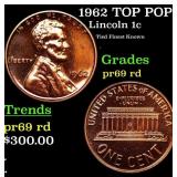 1962 Proof Lincoln Cent TOP POP! 1c Graded pr69 rd