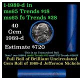 BU Shotgun Jefferson 5c roll, 1989-d 40 pcs Bank $