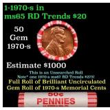 BU Shotgun Lincoln 1c roll, 1970-s 50 pcs Bank Wra