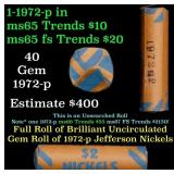 BU Shotgun Jefferson 5c roll, 1972-p 40 pcs Bank $