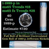 BU Shotgun Jefferson 5c roll, 1989-p 40 pcs Bank $