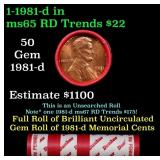 BU Shotgun Lincoln 1c roll, 1981-d 50 pcs Dunbar W