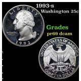 1993-s Proof Washington Quarter 25c Grades GEM++ P