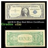 1957B $1 Blue Seal Silver Certificate Grades vf++