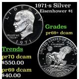 1971-s Silver Proof Eisenhower Dollar $1 Grades GE