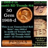 BU Shotgun Lincoln 1c roll, 1968-d 50 pcs Bank Wra