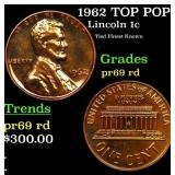1962 Proof Lincoln Cent TOP POP! 1c Graded pr69 rd