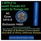 BU Shotgun Jefferson 5c roll, 1979-d 40 pcs Bank $