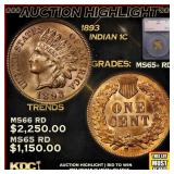 ***Major Highlight*** 1893 Indian Cent 1c ms65+ rd