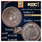 1902 Indian Cent S-4/FS-401 "Die Gouge" 1c Grades