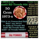 BU Shotgun Lincoln 1c roll, 1973-p 50 pcs Bank Wra