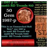 BU Shotgun Lincoln 1c roll, 1987-p 50 pcs Bank Wra