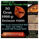 BU Shotgun Lincoln 1c roll, 1966-p 50 pcs Bank Wra