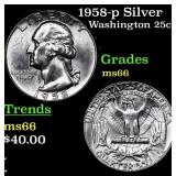 1958-p Washington Quarter Silver 25c Grades GEM+ U