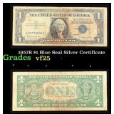 1957B $1 Blue Seal Silver Certificate Grades vf+