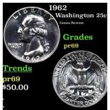 1962 Proof Washington Quarter 25c Grades GEM++ Pro
