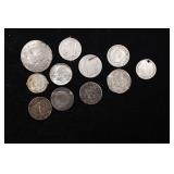 Group of 11 Coins - 1935 Roosevelt 10c, 1942 Canad