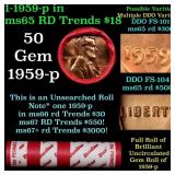 BU Shotgun Lincoln 1c roll, 1959-p 50 pcs Dunbar W