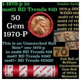 BU Shotgun Lincoln 1c roll, 1970-p 50 pcs Dunbar W