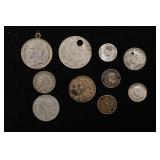 Group of 10 Coins - 1915 Franc, 1921 Florin, Venez