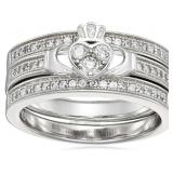 Decadence Sterling SIlver Pave Claddagh Trio Set S