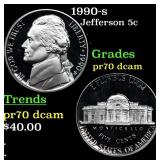 1990-s Proof Jefferson Nickel 5c Grades GEM++ Proo
