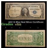 1957 $1 Blue Seal Silver Certificate Grades vf+