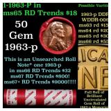 BU Shotgun Lincoln 1c roll, 1963-p 50 pcs Dunbar W