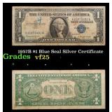 1957B $1 Blue Seal Silver Certificate Grades vf+