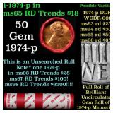 BU Shotgun Lincoln 1c roll, 1974-p 50 pcs Dunbar W