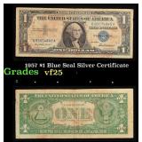 1957 $1 Blue Seal Silver Certificate Grades vf+