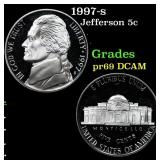 1997-s Proof Jefferson Nickel 5c Grades GEM++ Proo