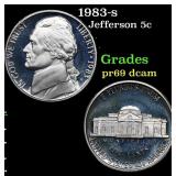 1983-s Proof Jefferson Nickel 5c Grades GEM++ Proo