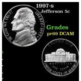 1997-s Proof Jefferson Nickel 5c Grades GEM++ Proo
