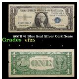 1957B $1 Blue Seal Silver Certificate Grades vf+